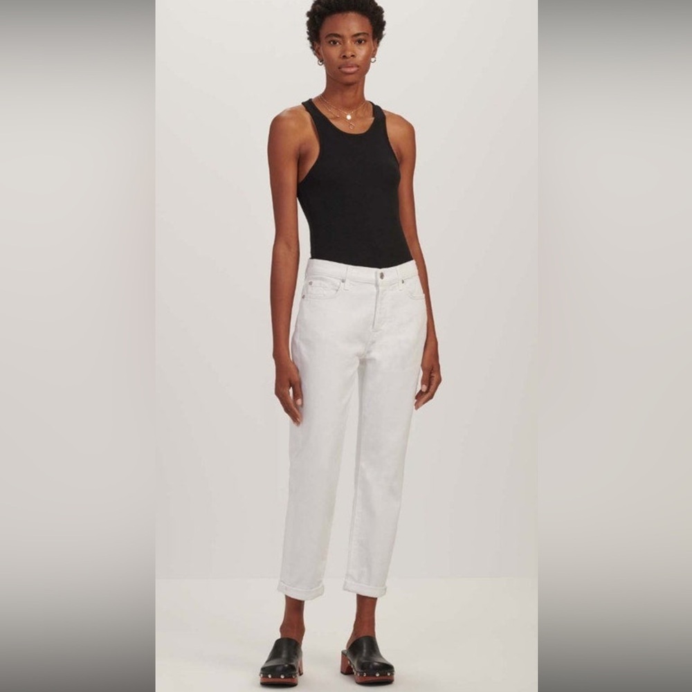 7 for all Mankind Josefina Distressed Slim Boyfriend Bleached White Women's 26